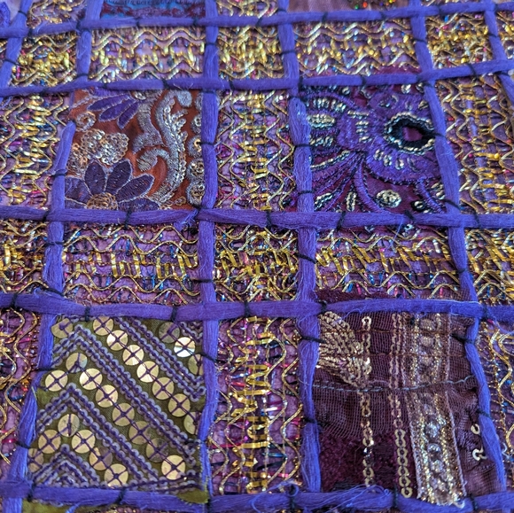 NWT 100% Cotton Handmade Beaded Sari Patchwork Home Decor Accent Pillow Cover - Picture 2 of 4